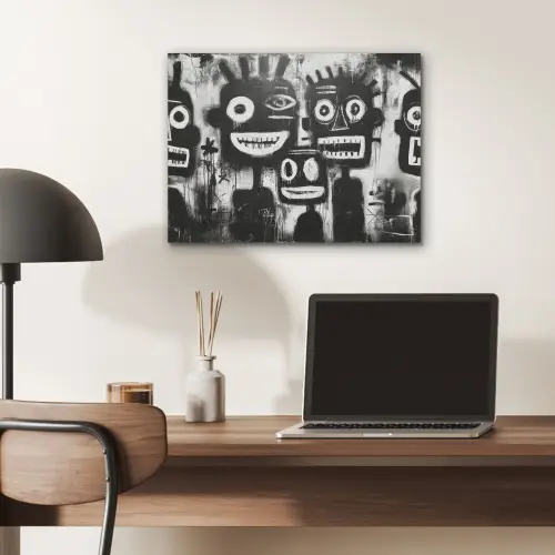 Schilderij - Figuren - Zwart - Abstract PET vilt klein -sfeer5