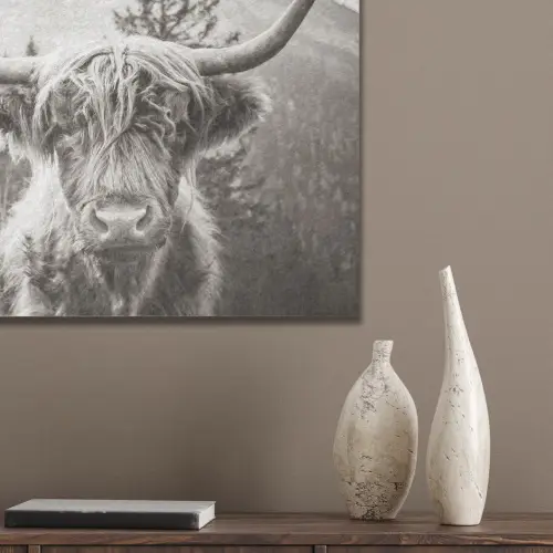 Schotse hooglander - Koe - Dieren - Zwart - Wit PET vilt klein -sfeer6_closeup