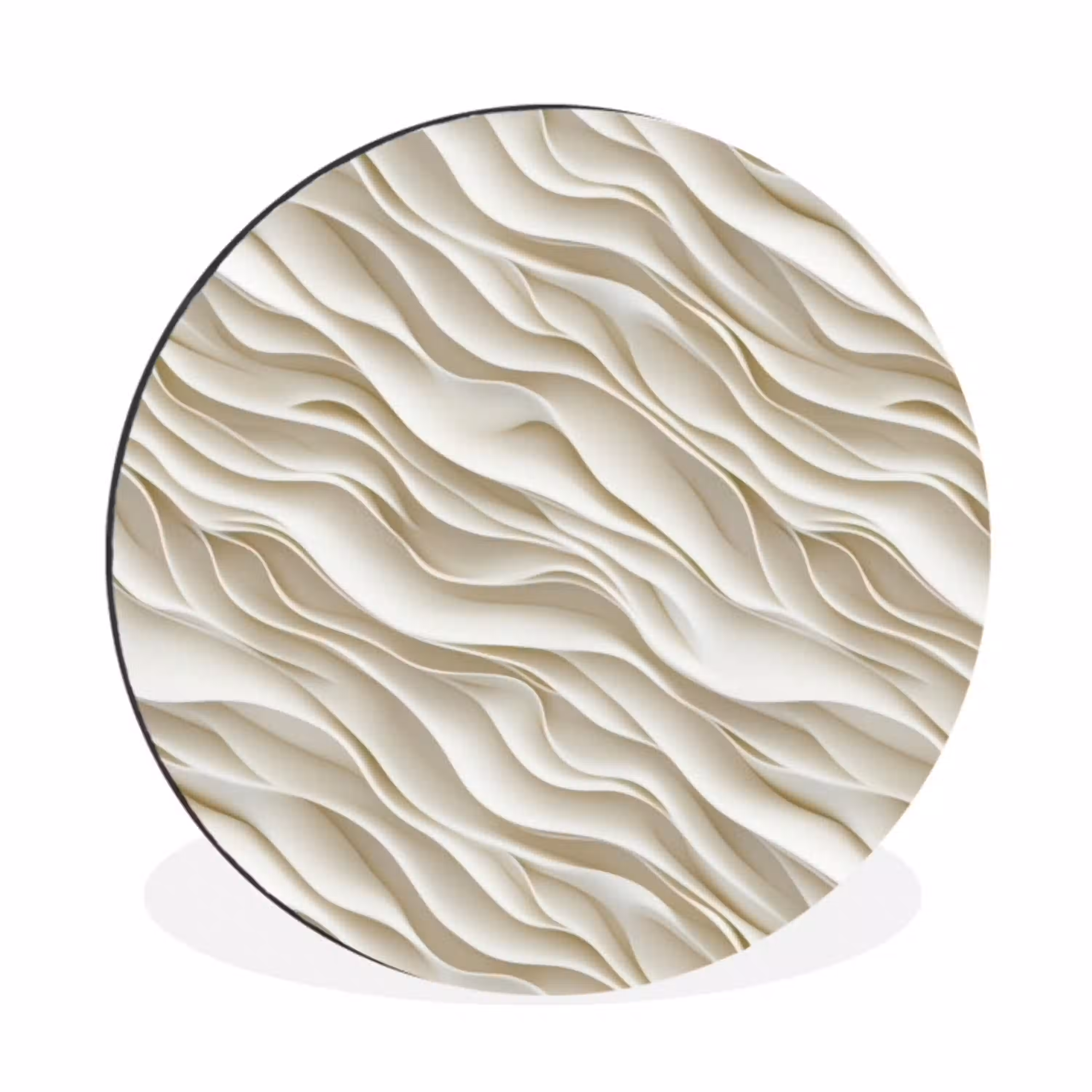 Golven - Wit - Minimalistisch Wandcirkel aluminium klein 190 -3d
