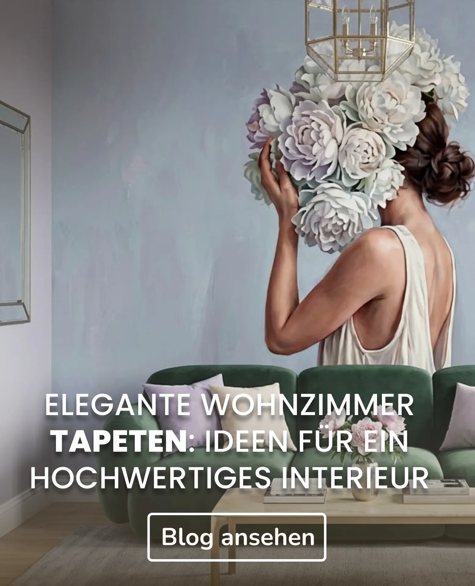 Elegante Wohnzimmerideen Frau mit Blume