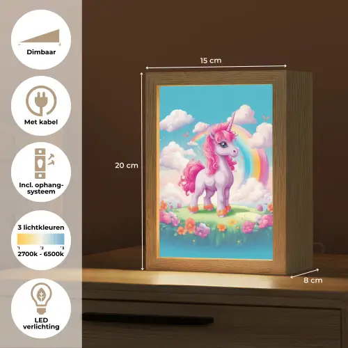 Unicorn - Meisjes - Bloemen - Regenboog - Eenhoorn Light Box met kabel klein -USP_NL