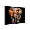 Olifant - Graffiti - Zwart - Dieren - Kleuren aluminium wit klein -3d