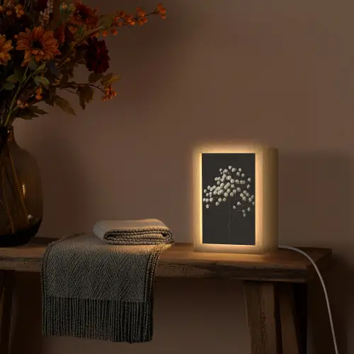Gipskruid - Bloemetjes - Wit - Minimalistisch Light Box met kabel (Tafellamp) klein -sfeer4