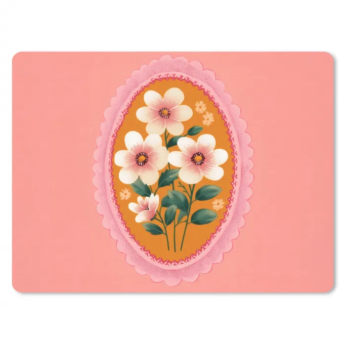 Illustratie - Bloemen - Rand - Roze muismat rubber klein -3d