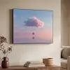 Wolk - Schommel - Kleurrijke lucht Textielframe zwart klein -sfeer3