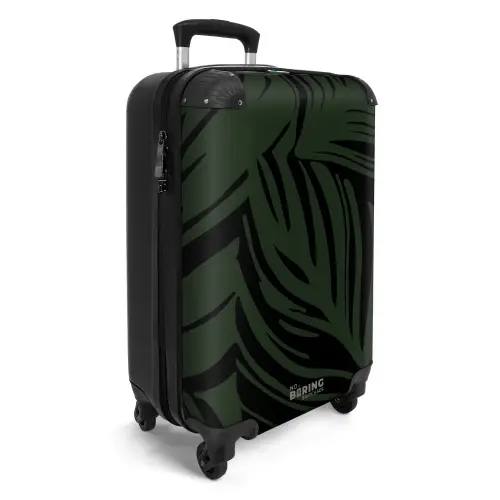 Grote bladeren in zwart met donkergroen NBS - Handbagage koffer - Kinderen Unisex middel -productfoto_3d