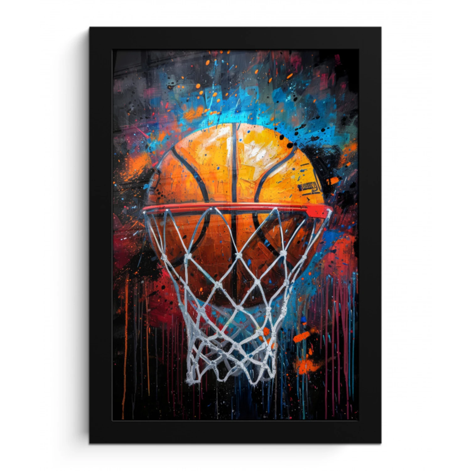 Graffiti - Basketbal - Sport - Zwart - Street art fotolijst zwart zonder passe partout klein -3d