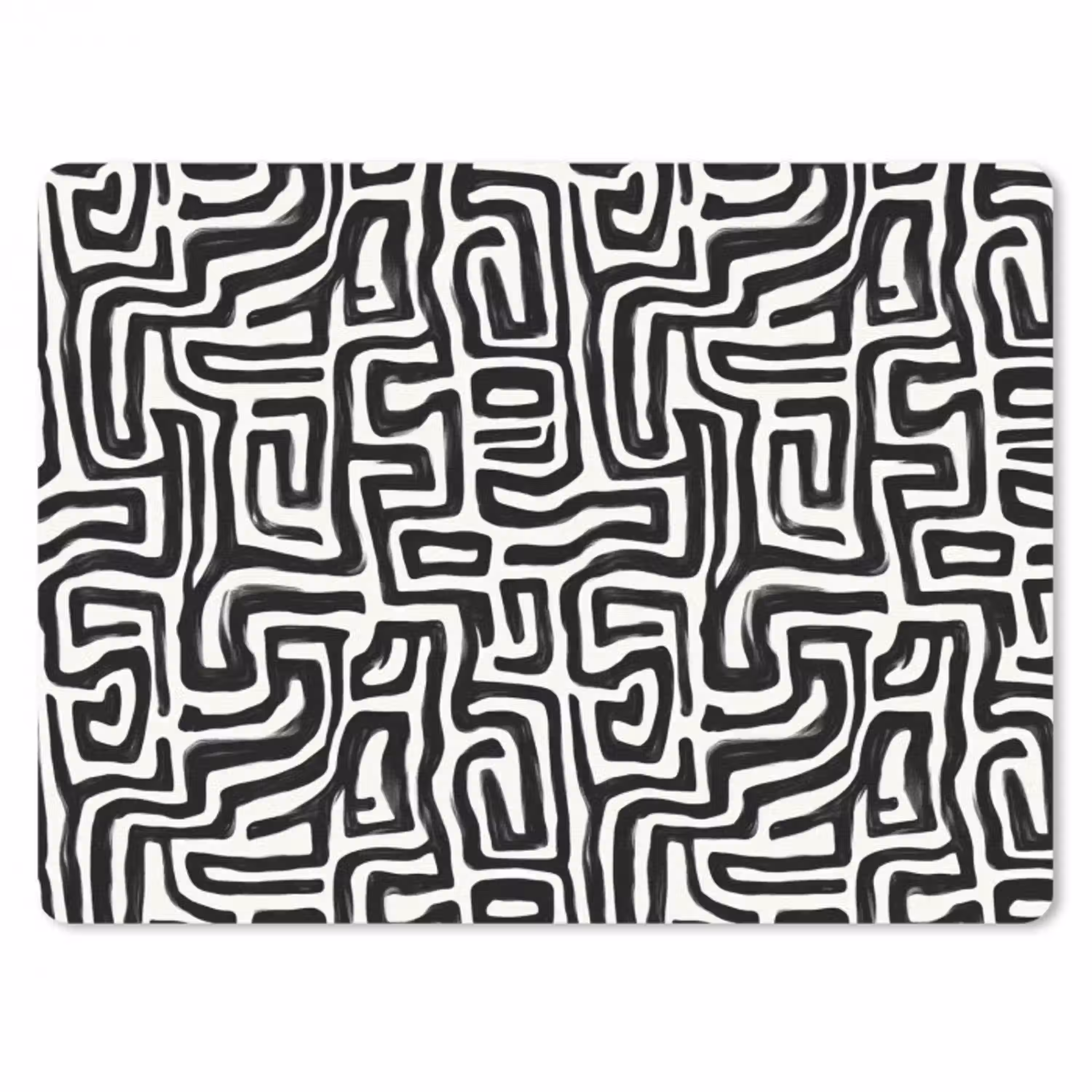 Grafisch - Lijnen - Zwart - Wit muismat rubber klein 262 -3d
