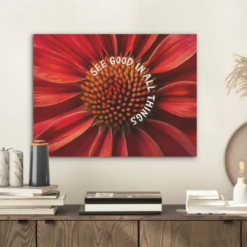 Close up - Bloem - Quote - Rood PET vilt klein -sfeer1