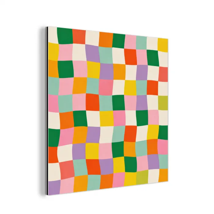 Vierkanten - Kleurrijk - Golvend aluminium wit klein -3d