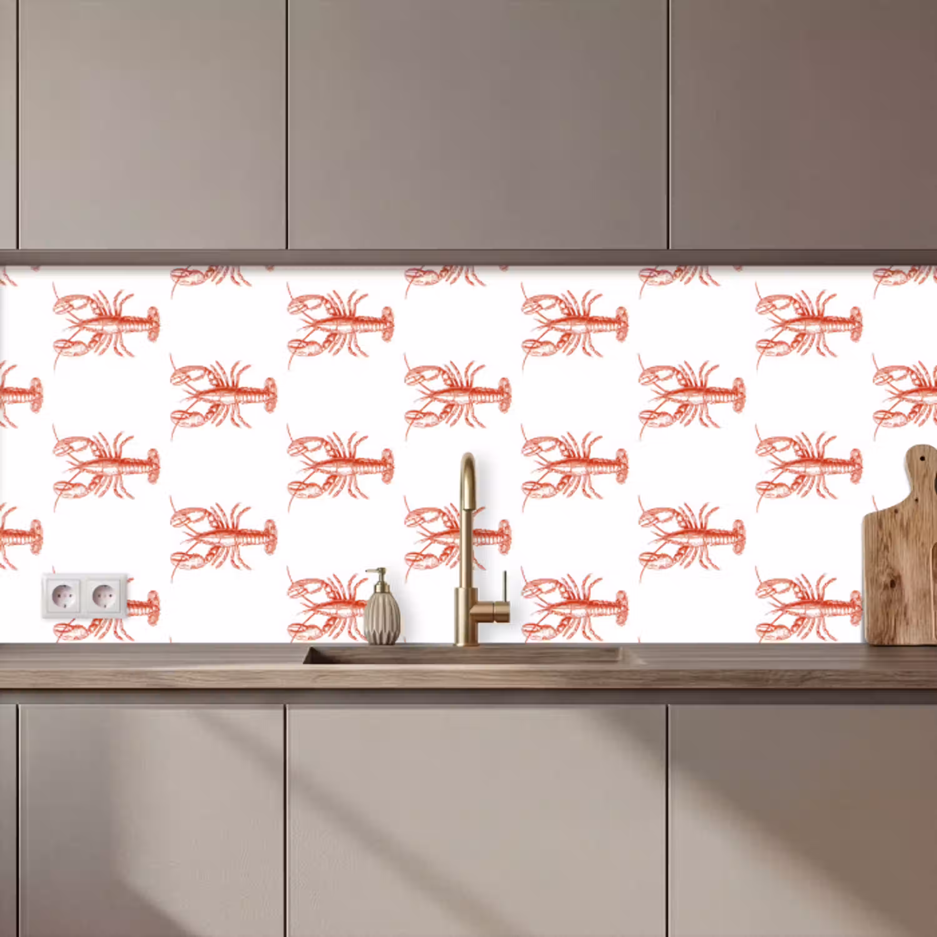 Kreeften - Rood - Patroon keuken achterwand 2 middel zz_3dshopping