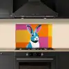 Haas - Kleurvakken - Oren - Roze keuken achterwand spatscherm klein -sfeer1