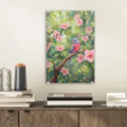 Papagaai - Hibiscusbloemen - Kleurrijk plexiglas 5mm klein -sfeer1