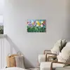 Mozaïek - Veld - Tulpen - Kleurrijk Tuinposter op houten frame 2 cm dik klein -sfeer1