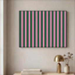 Verticale strepen - Groen - Roze Textielframe zwart klein 947 -sfeer2