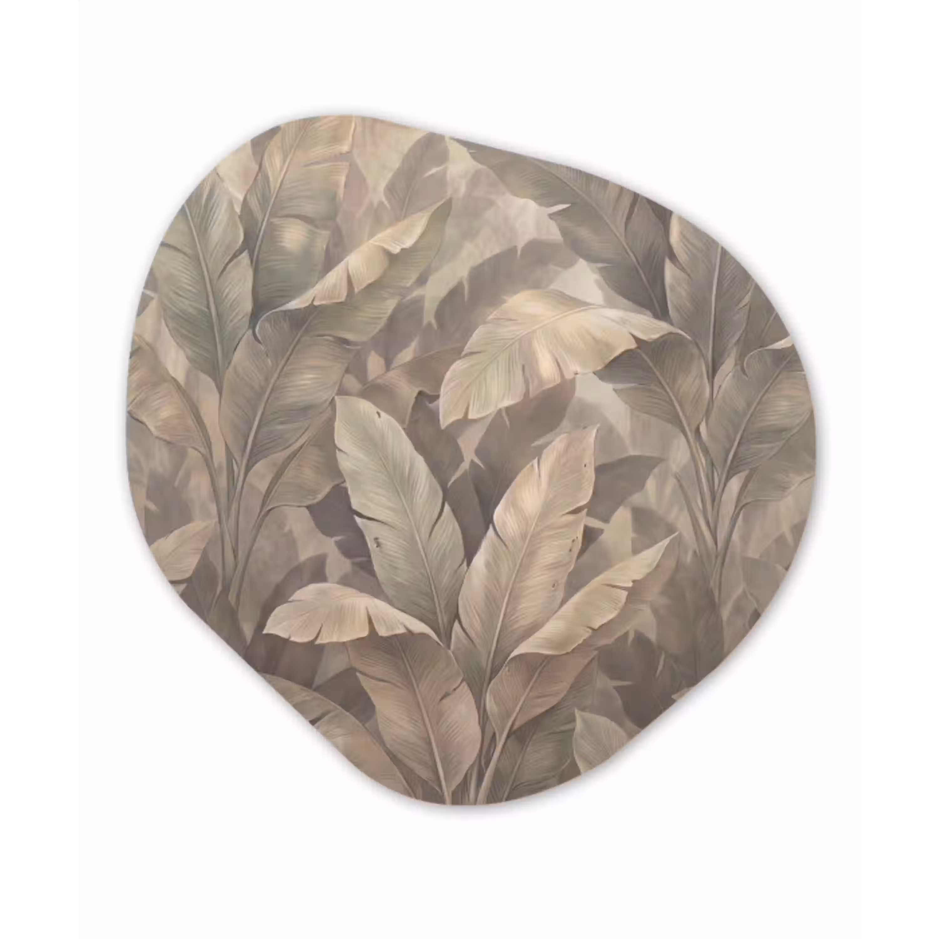 Bladeren - Tropisch - Natuur - Modern - Beige Wandcirkel Organisch Aluminium middel -3d