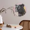 Zwart - Panter - Roze - Abstract Akoestische PET Vilt - Rond klein -sfeer3