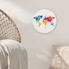 Wereldkaart - Graffiti - Kleurrijk Wandcirkel kunststof plaat 5mm dik klein -sfeer5