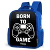 Born to game met controller Kinderrugzak - Blauw middel -schuin