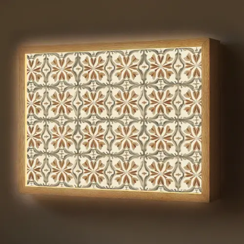Siertegel - Patroon - Bruin Light Box met batterij (Wandlamp) middel 907 -z3d_website