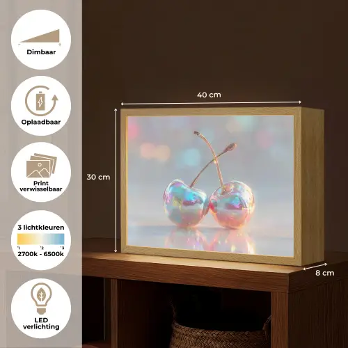 Kersen - Glanzend - Regenboogkleur Light Box met batterij (Wandlamp) middel -USP_websiteoverzichtNL