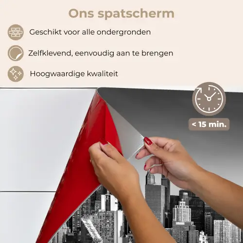 Skyline - Stad - Wolkenkrabbers - Zwart - Wit keuken achterwand spatscherm klein -spatscherm_NL