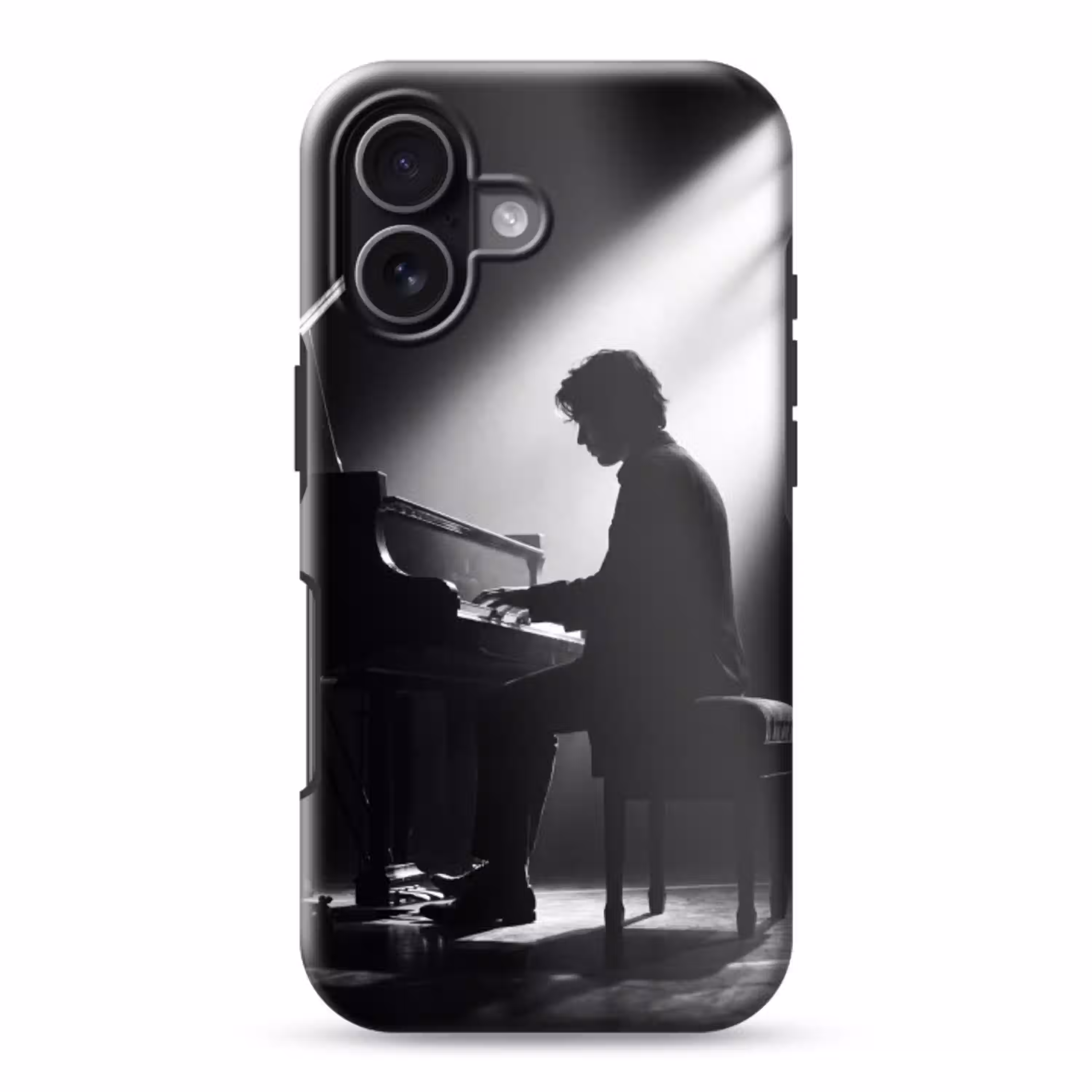 Persoon - Piano - Muziek - Zwart-wit - Podium Toughcase MagSafe Apple iPhone 17 klein -3d