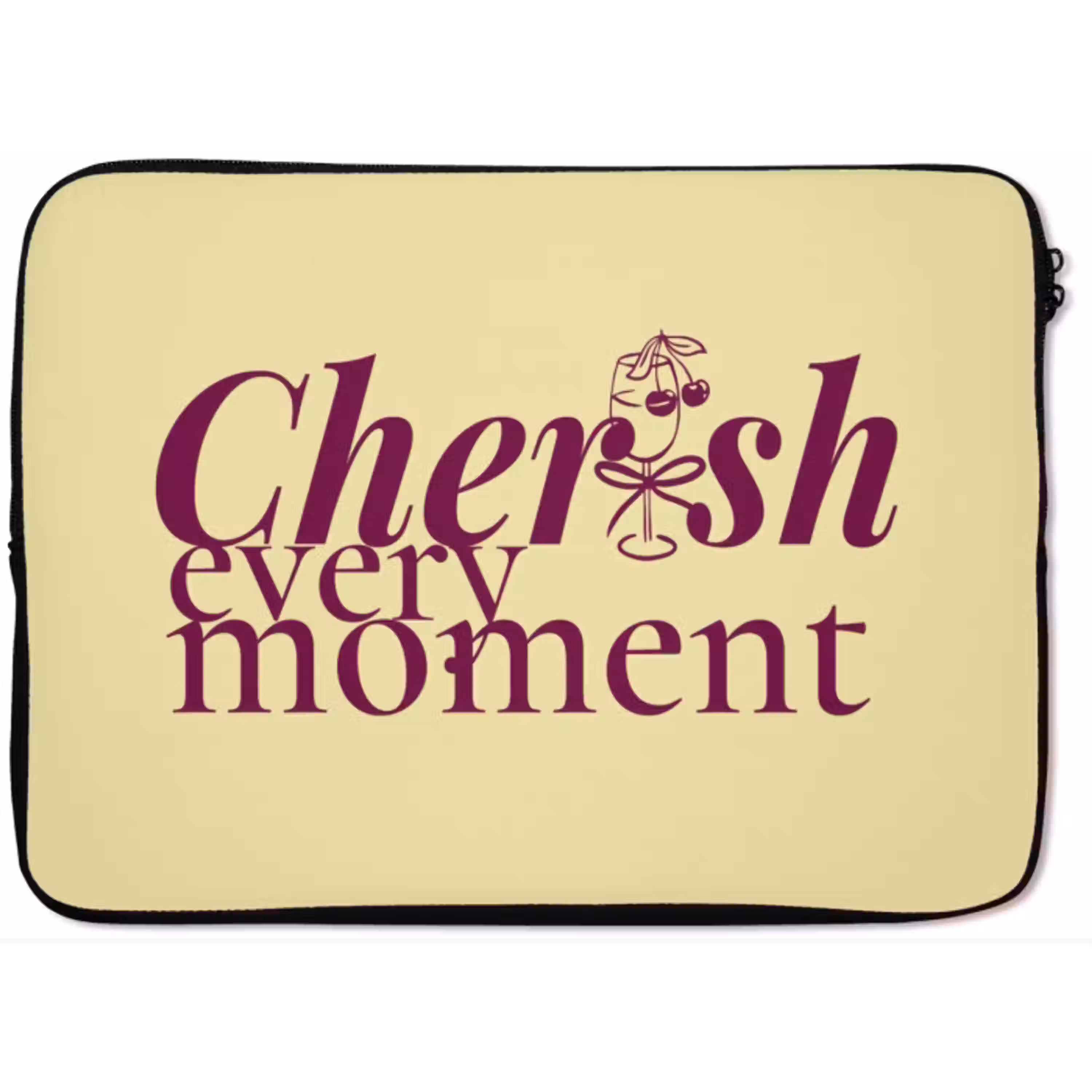 Cherish every moment - Cocktailglas - Geel laptophoes neopreen klein -zkaufland3dotto