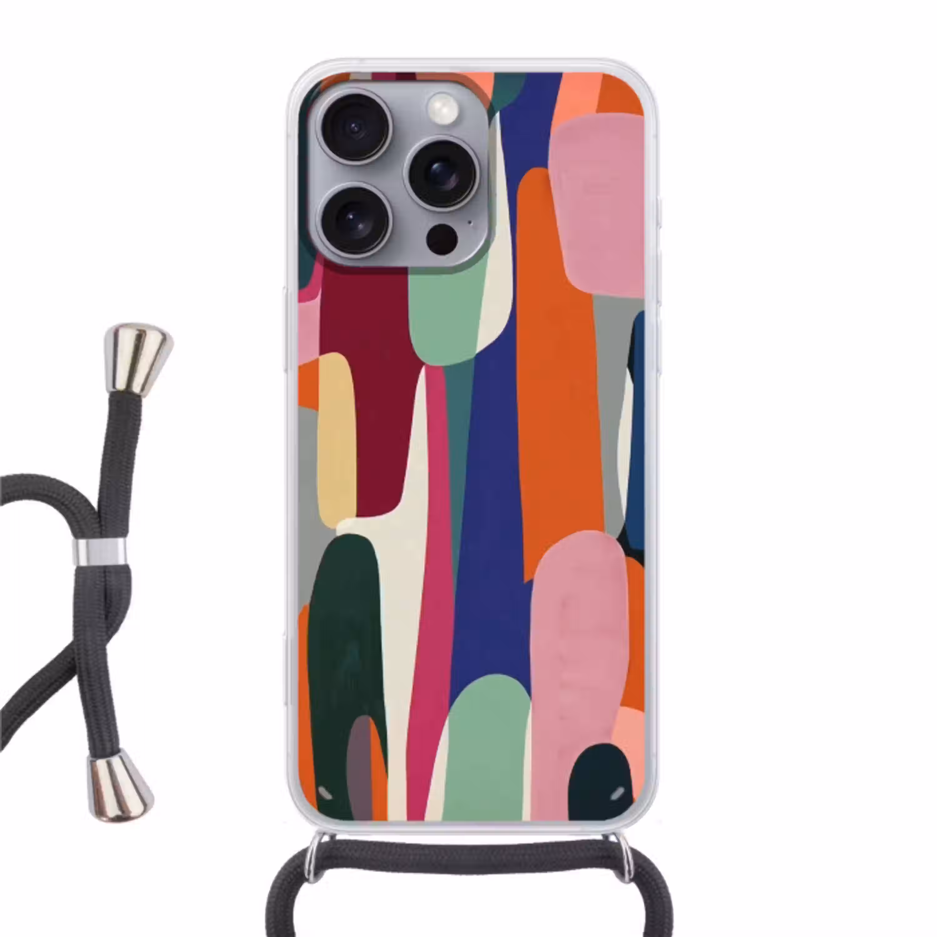 Vormen - Ritmisch - Kleuren - Abstract Hoesje iPhone 16 Pro Max met koord klein -3d