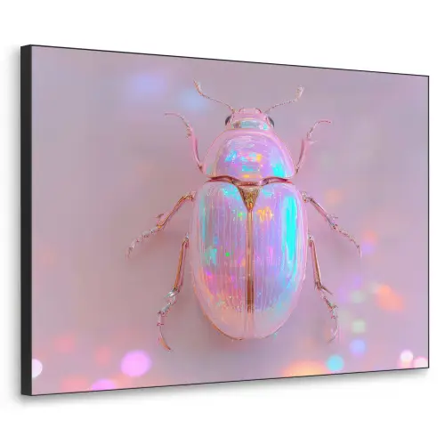 Kever - Metallic - Lichteffect - Roze Textielframe zwart klein -3d