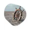 Scheepsstuur - Hout - Bruin - Zand Wandcirkel Organisch Aluminium middel -3d