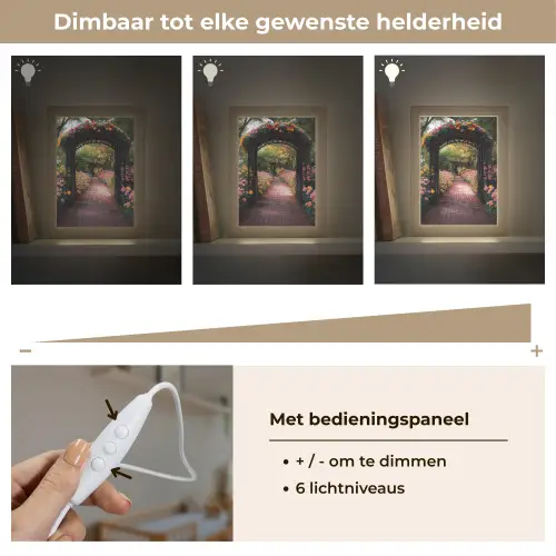Doorkijk - Bloemen - Pad - Natuur - Kleurrijk Light Box met kabel (Wandlamp) klein -USP_dimbaarNL