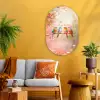 Vogels - Tak - Quote - Roze Wandcirkel Ovaal Glas middel -sfeer4