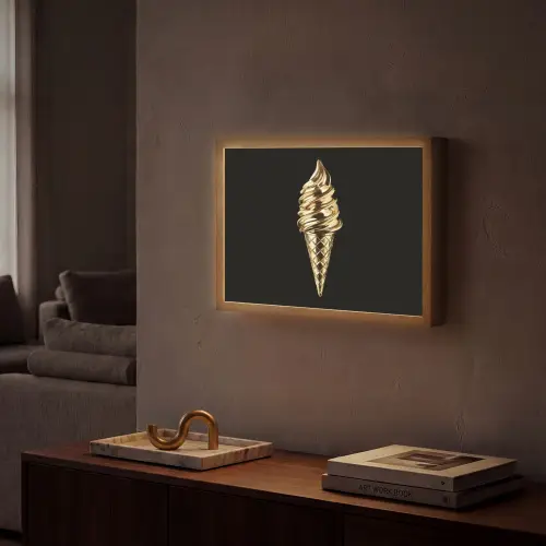 Ijs - Goud - Zwart - Eten Light Box met batterij (Wandlamp) middel -sfeer1