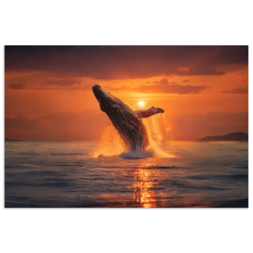 Walvis - Zon - Zee poster papier klein -3d