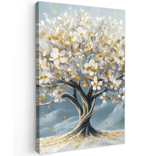 Boom - Winter - Levensboom - Modern - Goud canvas 2cm klein -z3d