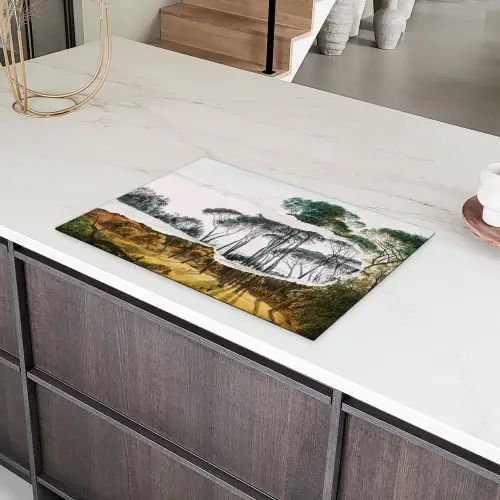 Italiaans landschap parasoldennen - Kunst - Hendrik Voogd - Schilderij - Zwart wit - Oude meesters Inductie beschermer vinyl 3mm klein -sfeer8
