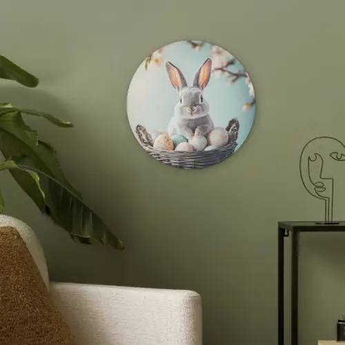 Konijn - Eieren - Mand Akoestische PET Vilt - Rond klein -sfeer2