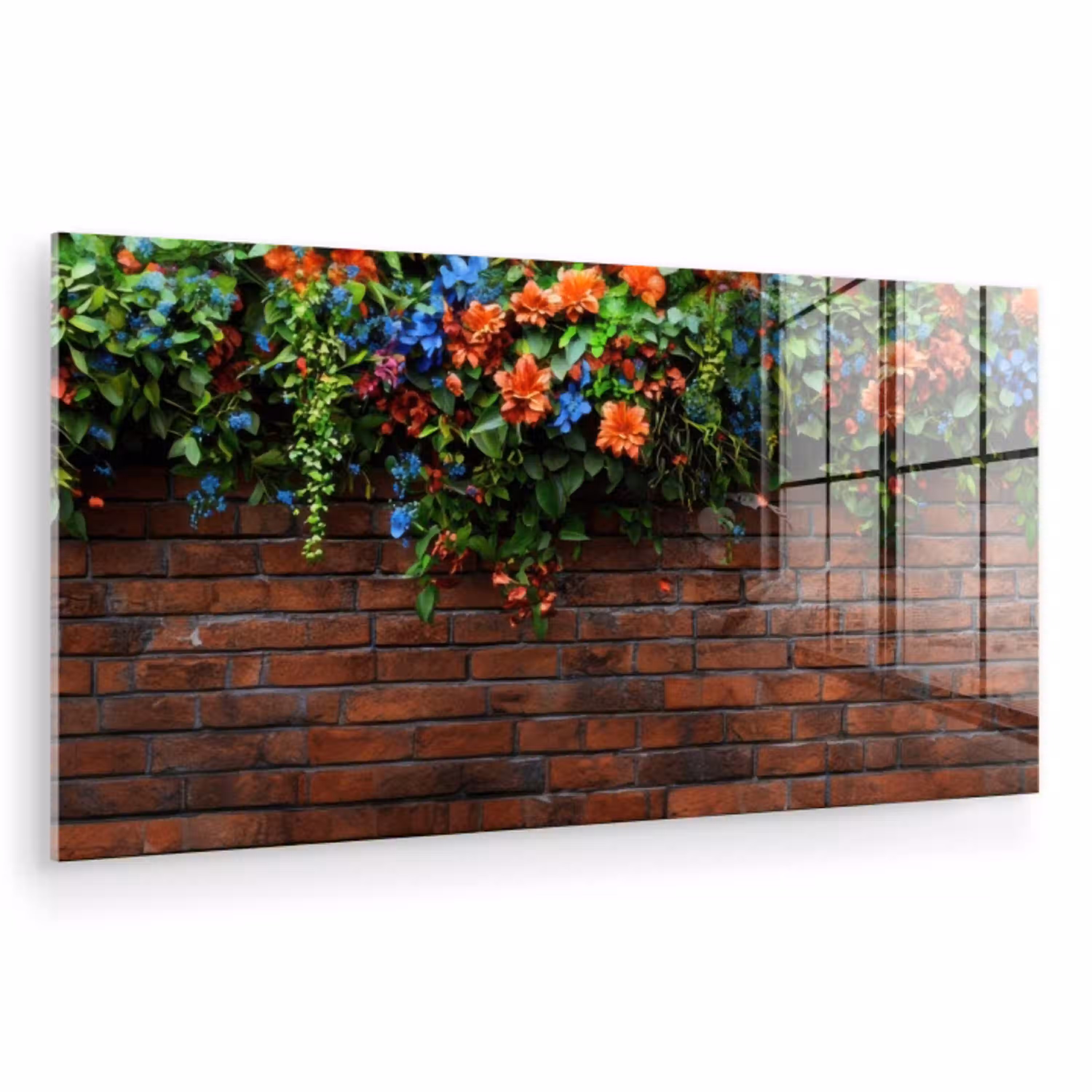 Bloemen - Muur - Groen - Oranje plexiglas 5mm klein -zzzproduct_nieuw