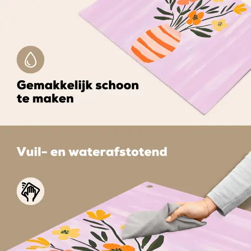 Vaas - Gestreept - Bloemen - Oranje Inductie beschemer met haakjes klein -ky-schoon-nl