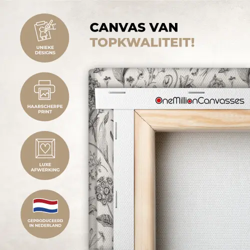 Classic - Black - White - Floral canvas 2cm xxl 828 -sfeer2
