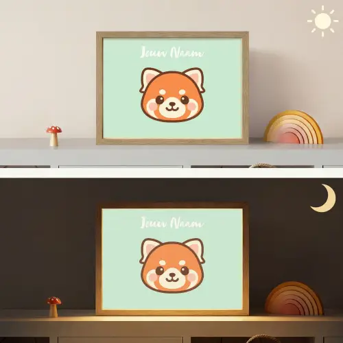 Panda - Groen - Cartoon Light Box met batterij (Wandlamp kind) middel -sfeer3_kind