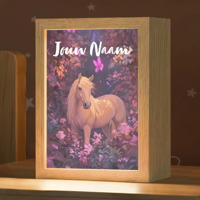 Paard - Bloemen - Paars - Vlinder Light Box met kabel (Kinderlampje) klein -zzz_3d_website