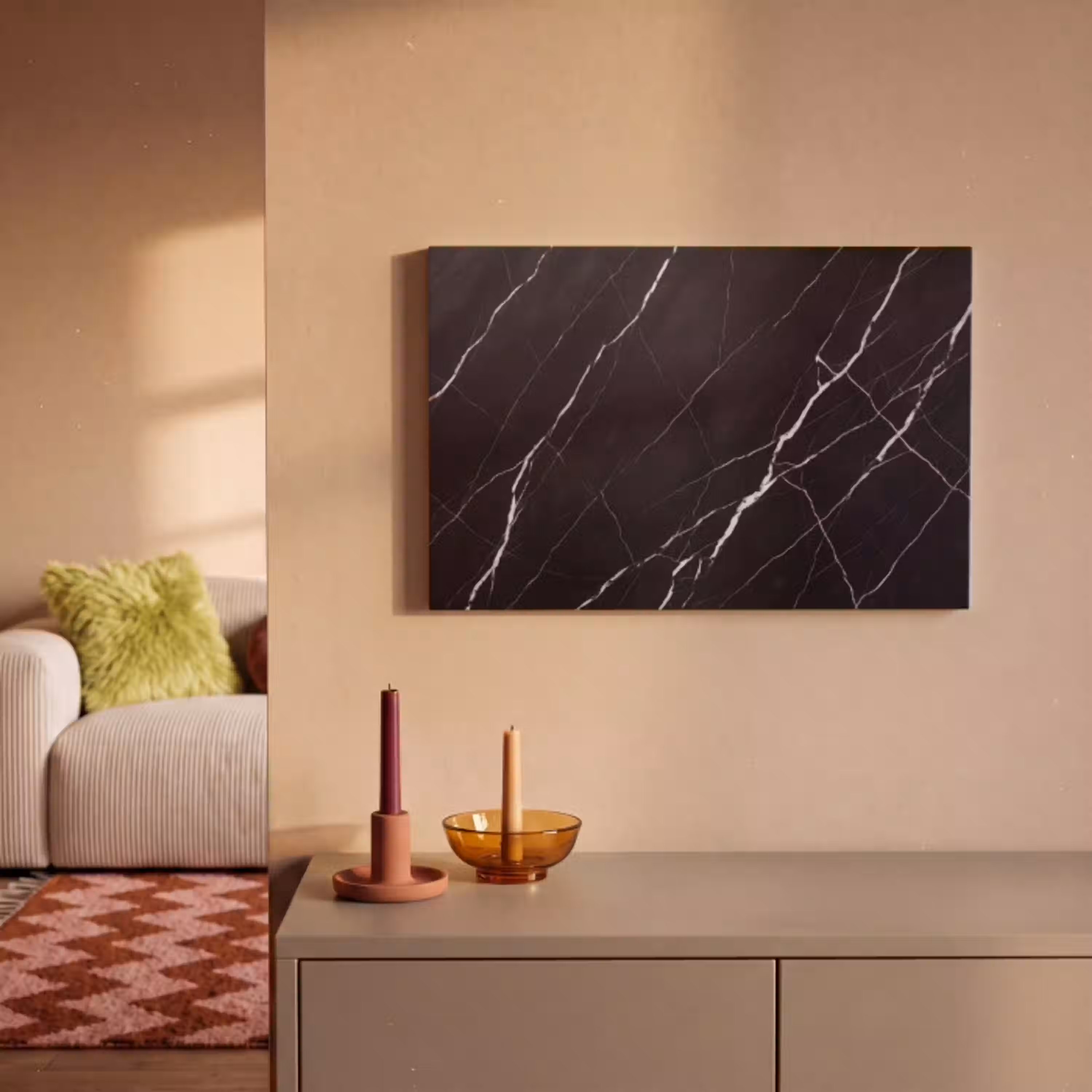 Marmer - Patroon - Abstract - Modern - Zwart canvas 2cm klein -sfeer1