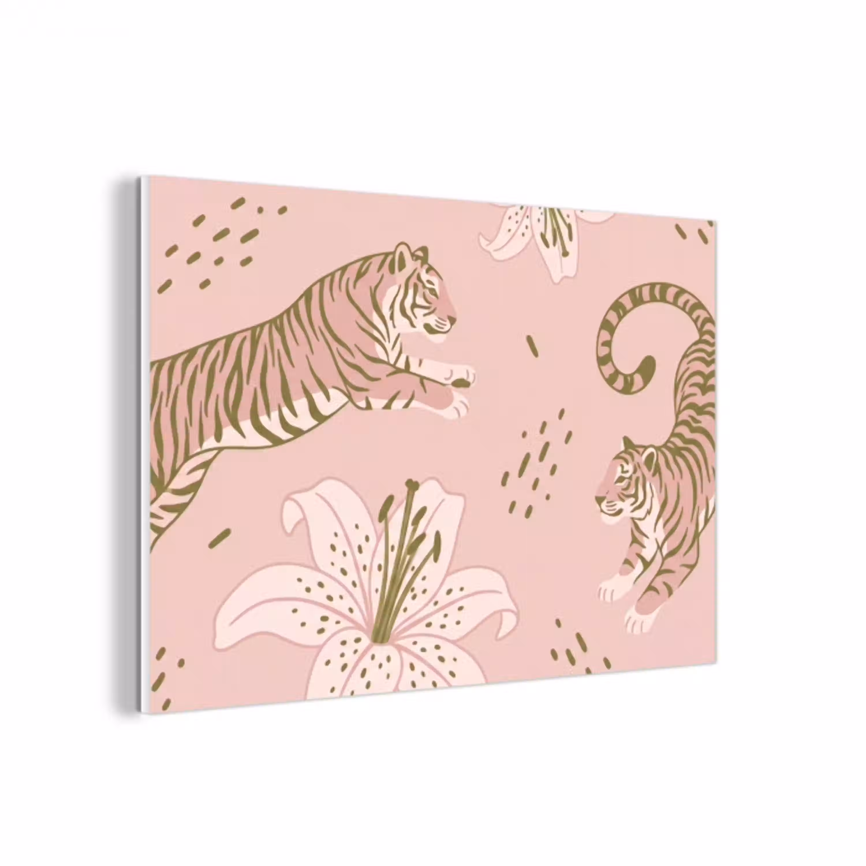Kat - Springend - Bloemen - Abstract - Roze forex 5mm xxl -3d