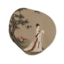 Vrouw - Azië - Kunst - Beige Wandcirkel Organisch Forex 3mm klein -3d