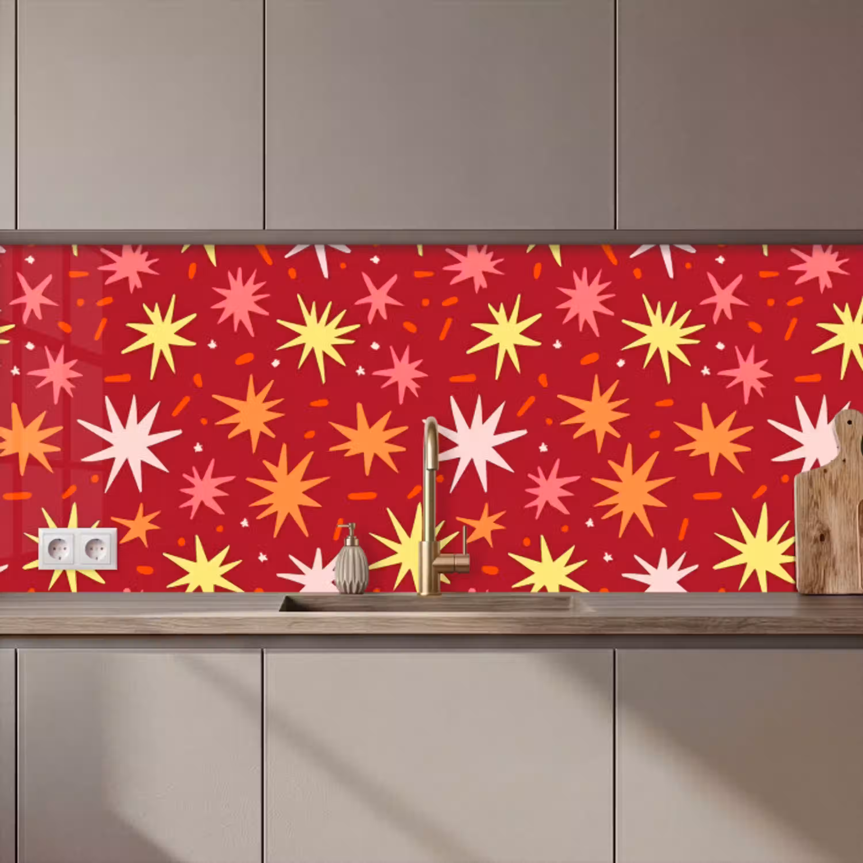 Sterren - Speels - Rood keuken achterwand 2 middel 871 zz_3dshopping