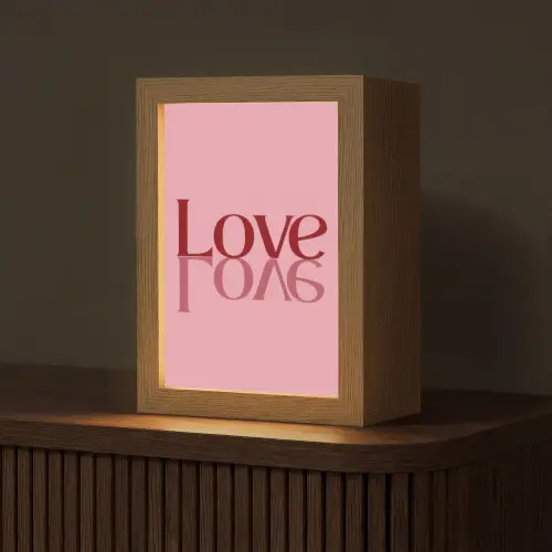 Love - Roze - Spiegeling Light Box met kabel (Tafellamp) klein -z3d_website