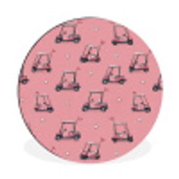 Golfkar - Retro - Roze Wandcirkel aluminium klein 190 -3d