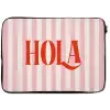 Hola - Quote -  Strepen - Pastel - Roze - Rood - Wit laptophoes neopreen klein -zkaufland3dotto